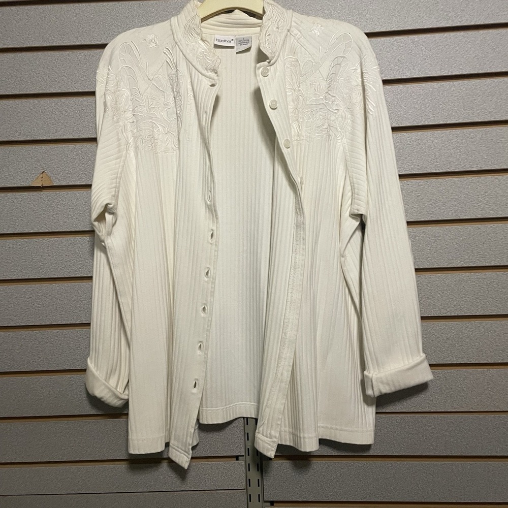 Vintage Together Floral Abstract Blouse Shirt Size L 100% Cotton